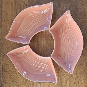 VINTAGE Salmon Pink California Pottery Serving Dishes, Set of 3
